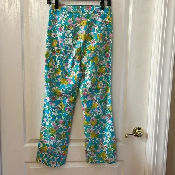 NWT Zara Floral Printed Linen Blend Trousers  Size 4 - Picture 5 of 10